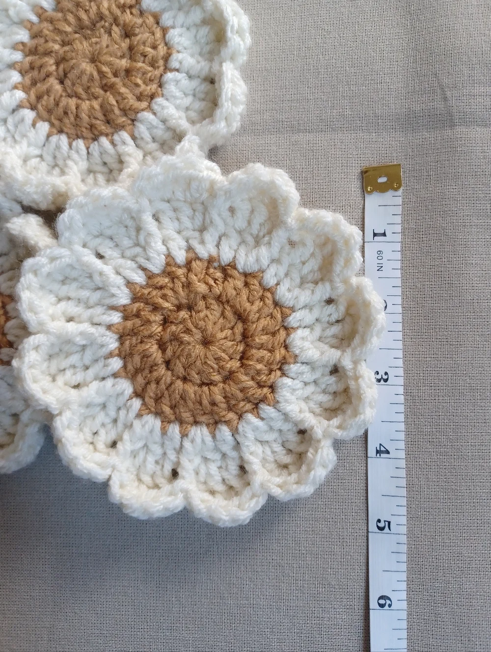Handmade Daisy Crochet Coasters - Picture 4 of 5